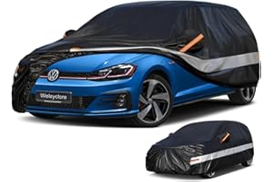 Weleyclore Hatchback Car Cover Waterproof Breathable,Outdoor Car Covers.Rain Snow UV Protection.Custom Fit for VW Golf,BMW 1 Series,Ford Focus,Audi A3 Sportback,Vauxhall Astra,etc,Black B2
