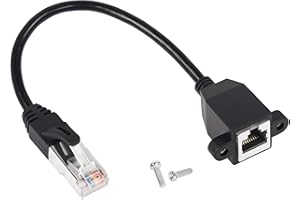 GINTOOYUN Cavo Ethernet RJ50 10P10C, cavo RJ48 da maschio a femmina con foro per vite per montaggio a pannello, per apparecchiature di controllo industriale,scanner,ecc. 26AWG, 1FT 30cm (11.8)