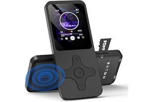 IVCDODVD Lvcdodvd MP3 Players with Bluetooth 5.0 64GB Music Player MP3 & Digital Audio MP3 Player with Speaker HiFi Sound Voice Recorder E-Book FM Radio Rechargeable Battery Support up to 128GB TF Card (Black)