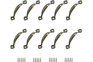 JINXM 10 RéTro Poignées Poignee de Meuble Bouton de Porte Poignee Entraxe Rustiques en Alliage de Zinc Pour Cuisine Porte de Grange Jardin Remise Tiroir D'Armoire En Bois(80MM)