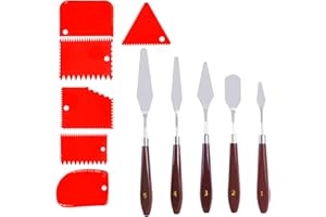 burkfeeg Ensemble de 11 Couteaux de Peinture, Spatules à L'huile, Couteau à Palette, Spatule de Peinture, Spatule en Acier Inoxydable Pour Peinture à L'huile, Toile, Peinture Acrylique