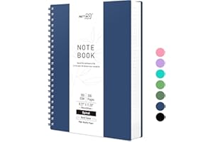 RETTACY Cuaderno A4 con Puntos, Cuaderno en Espiral, 300 Hojas/150 Páginas para Escribir, 100 g/m², Tapa Dura de PVC, para Mujeres, Hombres, Trabajo, Oficina, Escuela, 21,5 x 27,9 cm, Azul Marino