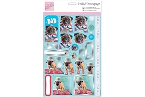 DOCRAFTS Anita's A4 Cool Pugs Coloured Decoupage Sheet, Accessories Supplies For Craft, Paper Craft, Scrapbooking, Card Making, Origami, Ideal for Adult Craft, Adds Textured Pattern To Craft Projects