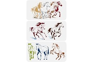 FINGERINSPIRE Lot de 3 pochoirs pour bordure de cheval 30 x 15 cm grand cheval qui marche