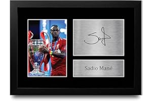 HWC Trading FR A4 Sadio Mane Liverpool Cadeaux imprimés photo autographe signée pour les fans de football et les supporters - A4 Encadré
