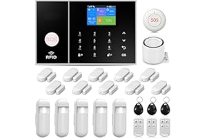 LWOHSI Système d'alarme de sécurité Domestique 4G, kit d'alarme Domestique Intelligent avec Alarme d'application de téléphone, Fonctionne avec Alexa et Google pour la Maison, l'appartement