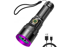 LEKIA Linterna UV, 365nm 20W Alta Potencia Luz Ultravioleta Recargable USB C, Linterna Luz Negra para Detección de Orina de Mascotas, Endurecimiento de Resina, Escorpión, Búsqueda de Rocas, A/C Fuga