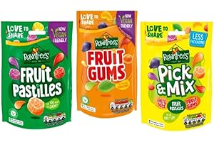 LINENVALE Rowntrees Mini Fruit Bundles Fruit Pastilles 143g, Fruit Gums 150g and Pick & Mix Pouches 150g Pouch of 3