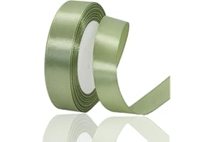 ALOHOVME Nastro di raso verde salvia 20 mm di larghezza, 23 metri, nastro di raso verde salvia nastro decorativo per confezioni regalo, lavori di bricolage, compleanni e decorazioni di matrimonio