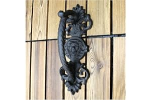 ZONADAH 22 cm Türgriff aus Gusseisen, strapazierfähig, Vintage-Stil mit Löwen-Dekor, Scheunentür, Holztür, Griff, Durchgang, Haus, Flur, Schrank, Gartentor, Schuppen, Schranktür, Haltegriff