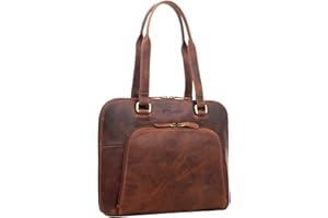 STILORD 'Hermione' Echt Leder Business-Tasche 13,3 Zoll Damen Elegant und Stilvoll Vintage Shopper für Büro, Notebook und Akten-Tasche Frauen Arbeitstasche Ledertasche, Farbe:prestige - braun