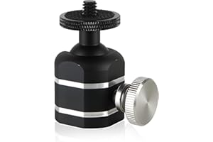 Folgtek Mini Ball Head Stativkopf Kugelkopf mit 1/4 Blitzschuhadapter, 360° Drehbar Ball Head mit Hot Shoe Apdater zum Camera Camcoder LCD Monitor, Mikrofon, LED Licht usw. (Silber)
