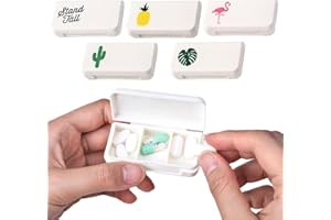 EUDUQ 5 Pezzi Mini Portapillole, 3 Scomparti porta Pastiglie Giornaliera, Portapillole Tascabile da Viaggio Portatile, Portapastiglie Piccolo per Vitamine, Olio di Pesce