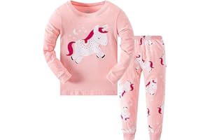 Qzrnly Mädchen Schlafanzug Giraffe Baumwolle Kinder Langarm Pyjama
