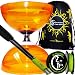 Produktbild Juggle Dream HURRICANE (Orange) Große Profi Diabolo Set mit Freiläufer (3K Dreifach-Kugellager), Diablo CARBON-Handstäbe + 10m ULTRA-SPIN Pro Diaboloschnur +Reisetasche! (The Best Freilaufdiabolo) Jongliergeräteräte