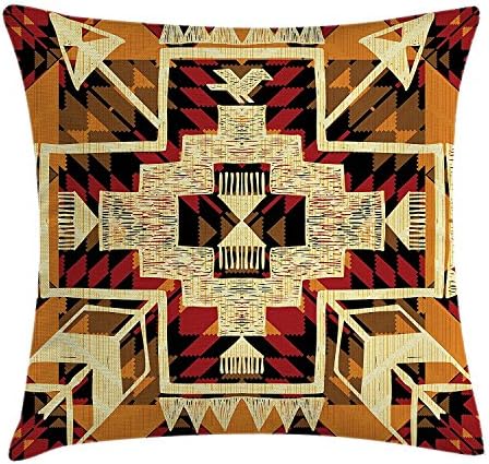 Arrow Decor Throw Pillow Cushion Cover, Native American Retro Aztec Pattern Graphic Design Boho Chic Art Print, Decorative Square Accent Pillow Case, 18 X 18 Inches, Red Orange Yellow