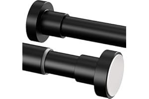 GDEVKHN 1 Piece Shower Curtain Rod No Drilling Curtain Rod Stainless Steel Shower Curtain Pole,Curtain Rods Extendable for Cabinet,Wardrobe,Windows,Curtains(50-80cm,φ25mm，Black）