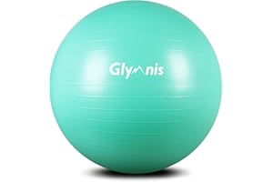 ‎GLYMNIS Glymnis Fitnessball Gymnastikball 55 cm/65 cm/75 cm, Anti-Burst Maximale Belastung 300 kg, rutschfest, mit Pumpe für Pilates, Yoga und Fitness