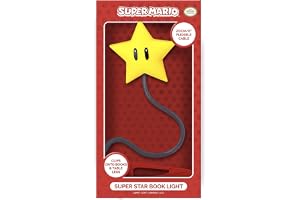 Paladone Super Mario Super Star Clip Boklampa – batteridriven LED-klämlampa med flexibel arm, officiella Nintendo-varor