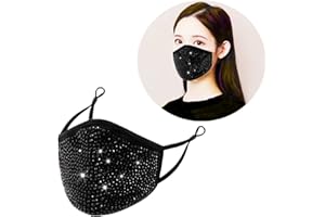 通用 Sparkly Shinny Diamond Glitter Bling Face Masks,Rhinestone Party Decorations Brilliant Elastic Bandanas, Women Fashion Outdoor Dustproof,Rhinestone Face Covering for Women,Diamante Face Mask