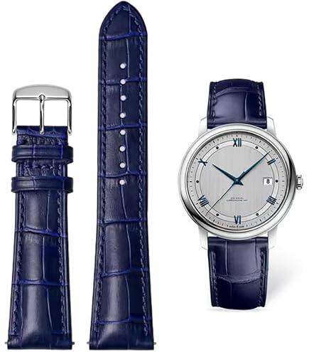 Bracelet De Montre Vintage En Cuir Véritable Façon Crocodile - Largeur 20 Ou 22 Mm - Couleur Bleu Ou Vert - Occasion Classique