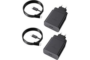 Zosam Chargeur Super Rapide 45W 2 Pack pour Samsung Galaxy S25 Ultra S24 S23 S22 S21 S20 FE 5G, A55 A54 A53 A52, Note 20 10,Tab S8 S9, USB-C Prise Chargeur + 1.8M Type C Câble