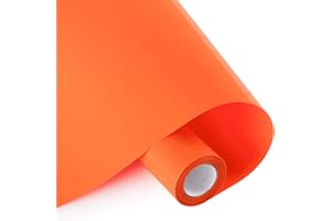 Whaline Heat Transfer Vinyl Set, 12In x 10FT Orange Heat Transfer Paper, Permanent Adhesive HTV Iron On Vinyl, Backed Vinyl Rolls for DIY T-Shirts, Hat, Clothing, Birthdays, Silhouette Cameo, Letters