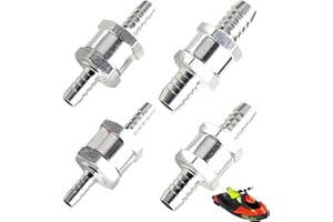 SEEFEY 4 Pcs Clapet Anti-Retour en Aluminium, Clapet Anti Retour Gasoil pour Carburateur Systèmes, pour Huile Chromée et Eau Essence DieBsel Bateau Voiture Moto (6,8,10,12 mm)