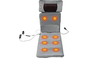 Massagematta med Shiatsu-nackmassage och värme, med 20 massagehuvuden, helkroppsmassagematta med 10 vibrationsmotorer för ryg