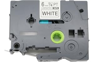 BROVACS 1 opakowanie czarna na białej taśmie do etykiet kompatybilna z Brother P-Touch TZ 211 TZe 211 6 mm 1/4" OPA1121