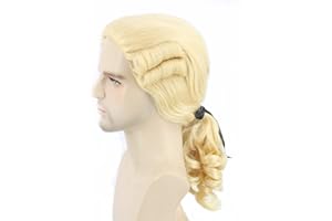 Topcosplay Peluca Barroca para Mujeres y Hombres Peluca Rubia o Blanca Ondulada con Trenza Poeta Noble Rey Peluca para Halloween Carnaval (Rubia)