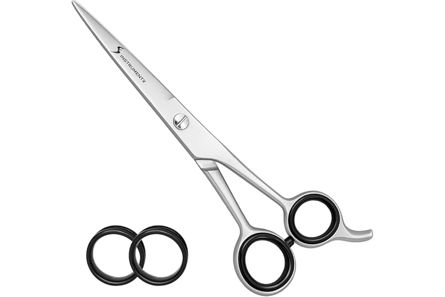 SS INSTRUMENTX Professional Hairdressing Scissors, Stainless Steel Barber Scissors for Men, Women & Kids, Razor Sharp Hair Scissor for Hair Styling Salon and Home Use (Silver, 5.5")