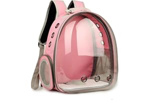 Luluspace Haustier Rucksack Raumkapsel, 360 ° Sichtfeld Tragbar Transportrucksack Transporttasche Tragetasche für Klein Haustier Hunde Katzen Kaninchen im Freien, Sicher & Atmungsaktiv (Rosa)