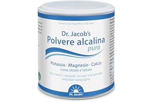 DR. JACOB'S Polvere Alcalina Pura del Dr. Jacob, Barattolo da 200 g I Potassio, Magnesio, Calcio, Zinco come Citrato e Lattato I Equilibrio Minerale e Alcalino Mirato* I 36 Porzioni