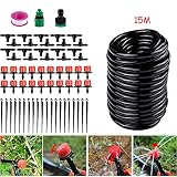 ▶DIVERSIÓN FAMILIAR: relájese, reduzca el estrés y deje que sus hijos y nietos entiendan el crecimiento de las plantas para mejorar su cuidado. La boquilla es desmontable para facilitar la limpieza. Con nuestro kit de riego por goteo, puede instalar un invernadero para flores y otros cultivos, mejorando la humedad del aire y ahorrando espacio.
