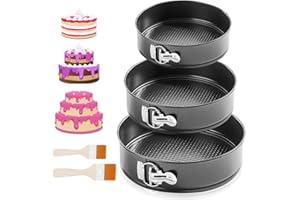 ASANMU Zestaw 3 foremek do ciasta okrągłe, małe formy do ciasta z płaskim dnem, forma do pieczenia, mała powłoka, powłoka zapobiegająca przywieraniu, okrągła, 18/20/22 cm