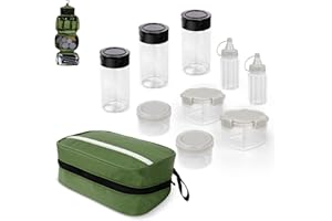 E EASTSTORM Pacchetto Utensili Set da Barattoli Spezie da Campeggio,Campeggio Accessori Utili Adatto per Pentole Stoviglie Campeggio,Leggero,Impermeabile e Facile da Riporre,Adatto per l'escursionismo