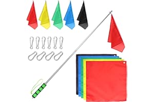 MANOPAWS 5Pcs Horse Training Flag and 55in Telescoping Pole with Hook for Horse Lunging Training,Retractable Horse Training Equipment Horse Flag with Clips (Horse Flag)