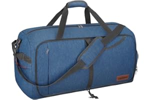 CANWAY Faltbare Reisetasche Leicht Sporttasche mit Abnehmbar Schulterriemen & Schuhfach Reisegepäck für Reisen Sport Gym Urlaub (Blau, 65L)…