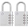 [ZARKER XD40] Heavy Duty Outdoor 4-Digit Combination Padlock for Locker, Gym, gate, shed, Tool Box, Door, Cabinet and Garage with Code - Grey 2packs