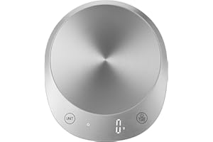 Homebuds 10kg/22lb Báscula de Cocina Digital, Pesaje Profesional desde 2001, Gramos y Onzas por Precisión 1g/0.1oz, Pérdida de Peso, Hornear y Cocinar, Pantalla LED, 3*AAA Pilas Incluidas, Plata