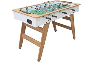 HAPPY GARDEN Baby-Foot 120 cm Blanc et Bois – 4 Joueurs, Usage intérieur, Design Moderne, Loisirs en Famille