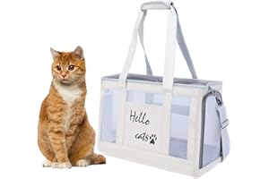 Breathable Cat Carrier Bag, YUOCT PU Leather for Cat and Small Medium Dog Carrier Bag, Up to 6KG, Pet Carrier for Travel Hiking Walking Camping Driving (White)