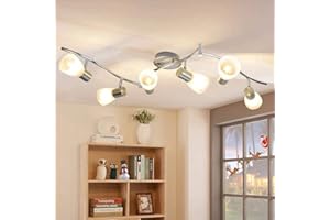 Depuley 6-punktowy reflektor sufitowy do salonu z oprawką E14, wychylny (żarówka nie wchodzi w zakres dostawy), nowoczesne lampy sufitowe LED, ciepła biel, ramię 110 cm, do biura, jadalni, kuchni,