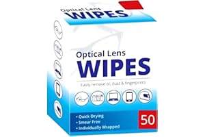 FabFinds Optical Lens Wipes Individually Wrapped Quick Drying Formula and Smear Free