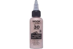 Moon Glitter - Holographic Glitter 3D Fabric Paint - 30ml - Rose Gold - Textile paint for clothes, t-shirts, bags, shoes & canvas