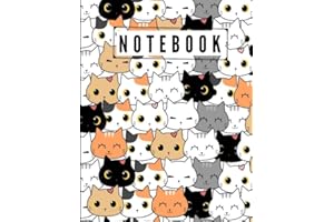 Notebook: Cute Kawaii Cats College Ruled Lined Pages (Composition Book, Journal) (8.5 x 11 Large) (100 Pages)