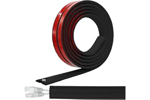 JAHOMFAI Kabelkanal Selbstklebend Boden Kabelbrücke 3M Fussboden Kabelkanal Flexibler PVC Bodenkabelschutz, Kabelabdeckung zum Büro, Konzert usw, Kabelschutz und Verhinderung von Stolperfallen (3M, Schwarz)