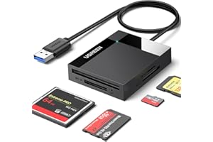 UGREEN SD Card Reader, 4-IN-1 USB 3.0 to SD CF TF MS Card Adapter, 5Gbps High-Speed Camera Memory Cards 4 Cards Reading Simultaneously for SDHC, SDXC, Micro SD, Micro SDXC, MS Pro, CF