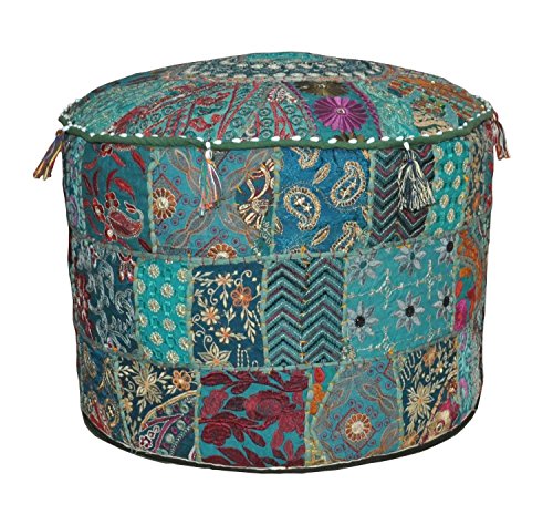 indischen Bohemian Patch Work Pouf Ottomane indischen Vintage Pouf Boden Hocker/Fusshocker, rund Pouf Polsterhocker, Sitzsack, Boden Kissen osmanischen Pouf, Pouf bestickt Pouf Hocker Bench Stuhl, 35,6 x 55,9 cm grün rund Patchwork bestickt osmanischen Pouf Bohemian indischen Dekorative von Online Big Pouf Traditionelle Dekorative osmanischen Komfortable Bodenkissen Fusshocker mit Stickerei & Patchwork, 58 x 33 cm Traditionelle indische Home Dekorative osmanischen Handgemacht und Patchwork Fuß Hocker Bodenkissen, Indian Bestickt Patchwork osmanischen Cover, Designs Ethnic Patchwork Pouf, 14 x 55,9 cm von Online Big Bazar - 2